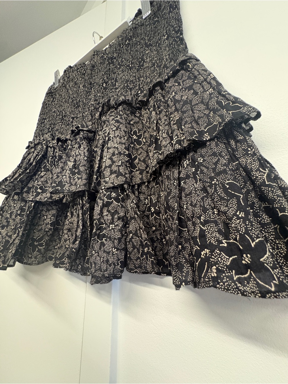 Isabel Marant Black & Tan Floral Tiered Naomi Mini Skirt